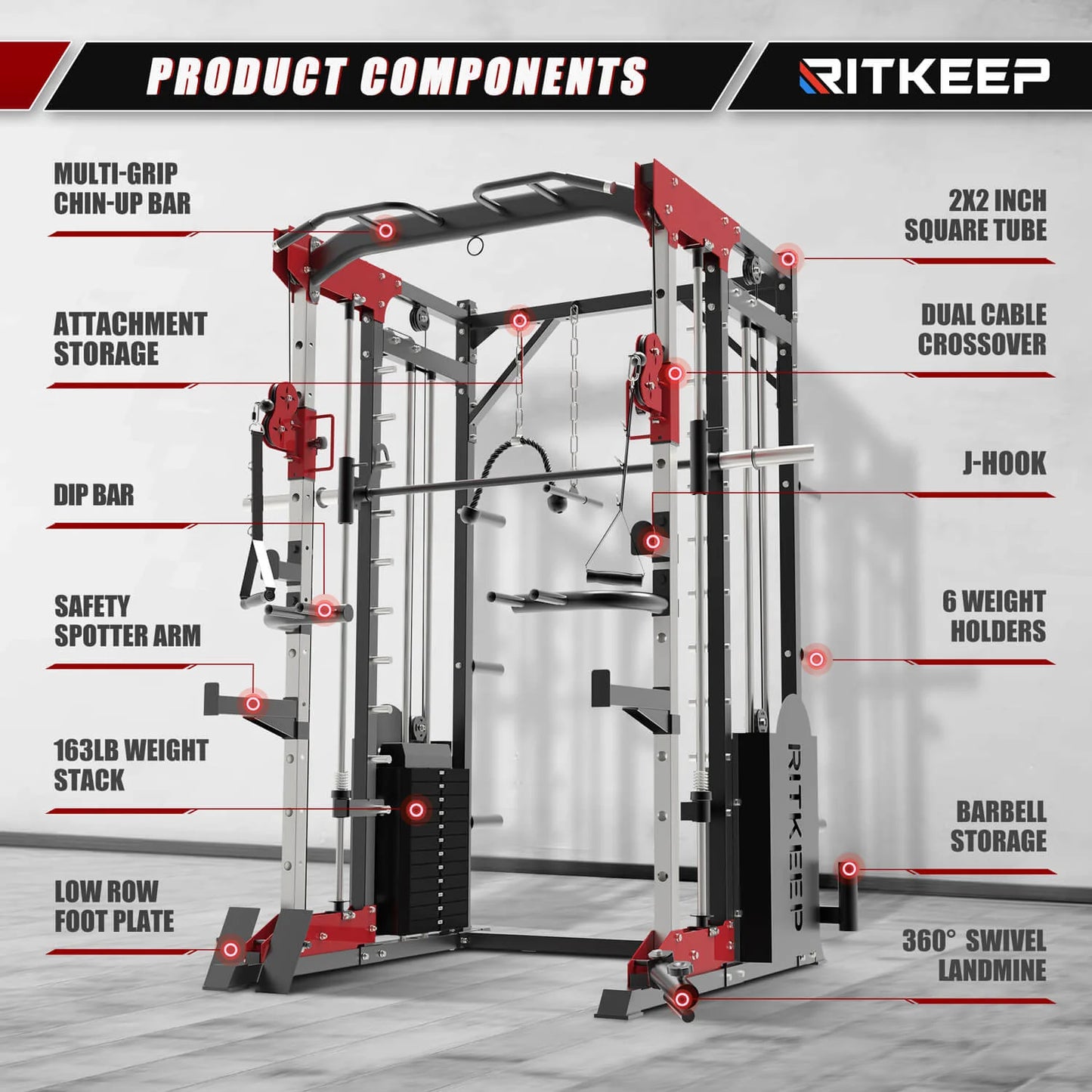 PMAX 5600 Smith Exercise Machine Trainer Pro Complete Home Gym Package