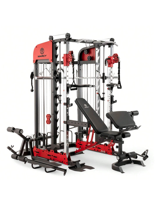 Marcy Pro Deluxe Smith Cage Home Gym System for Weight Training SM7553