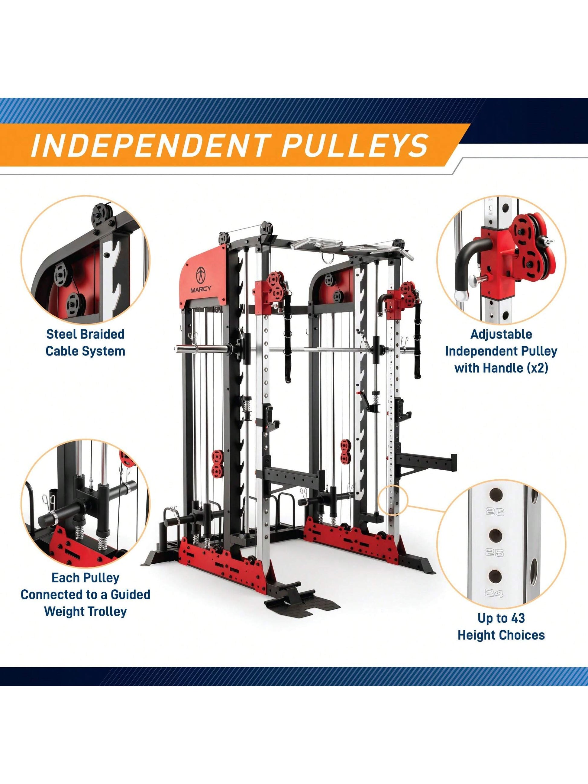 Marcy Pro Deluxe Smith Cage Home Gym System for Weight Training SM7553