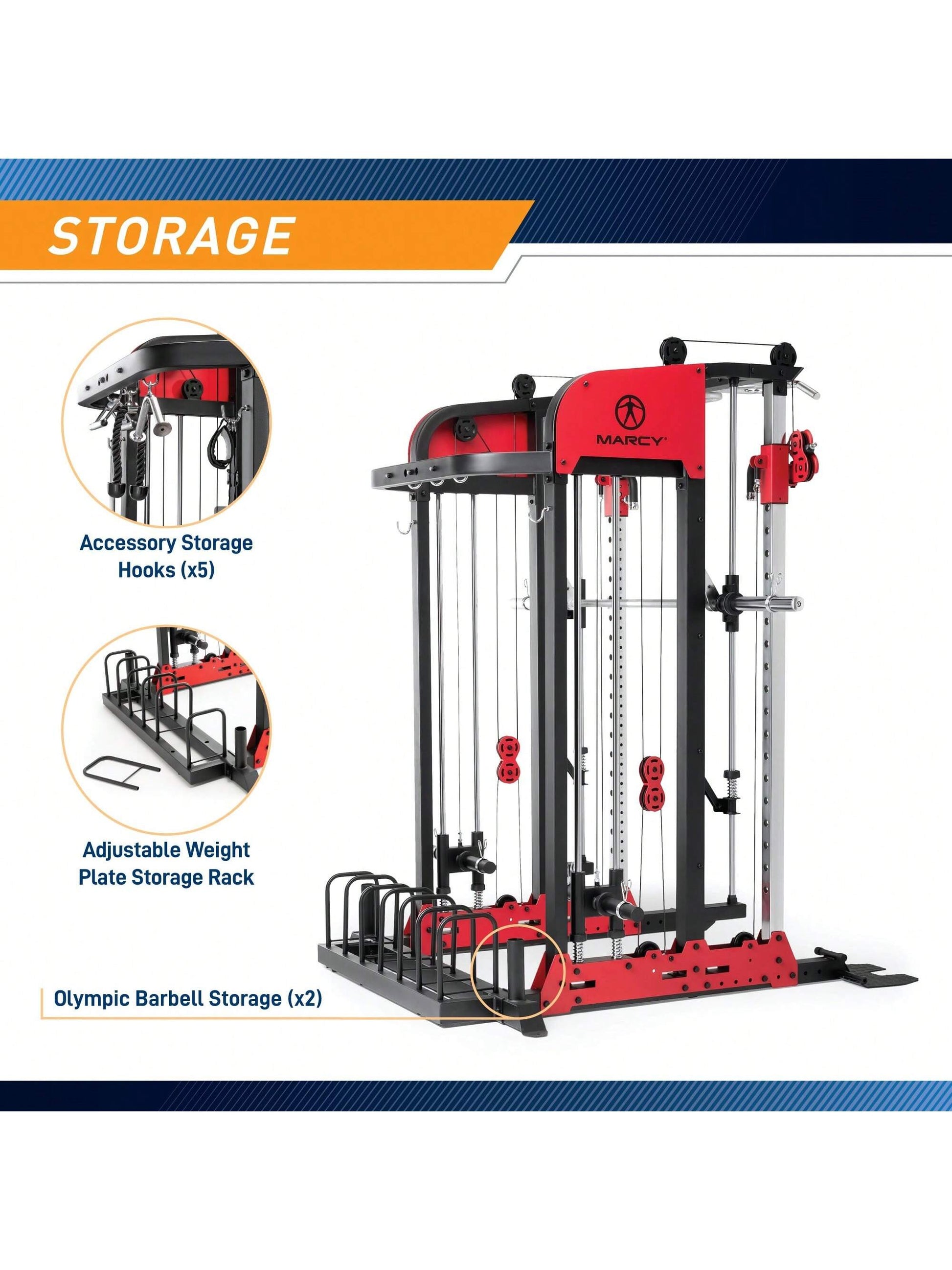 Marcy Pro Deluxe Smith Cage Home Gym System for Weight Training SM7553