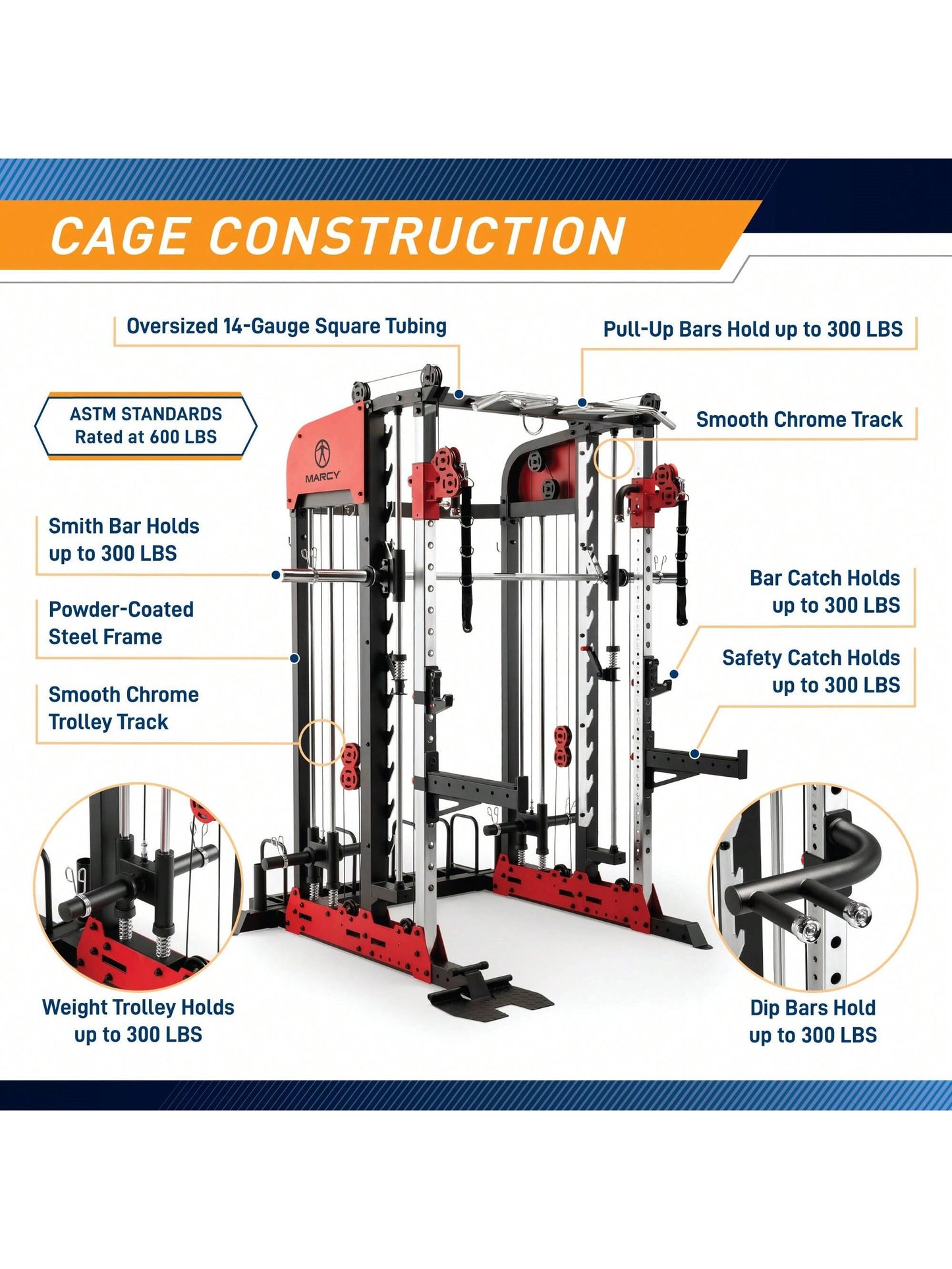 Marcy Pro Deluxe Smith Cage Home Gym System for Weight Training SM7553