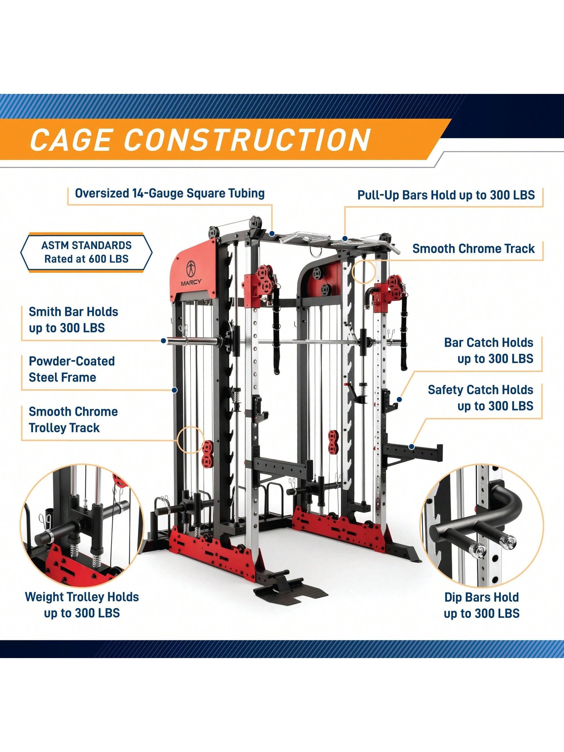 Marcy Pro Deluxe Smith Cage Home Gym System for Weight Training SM7553