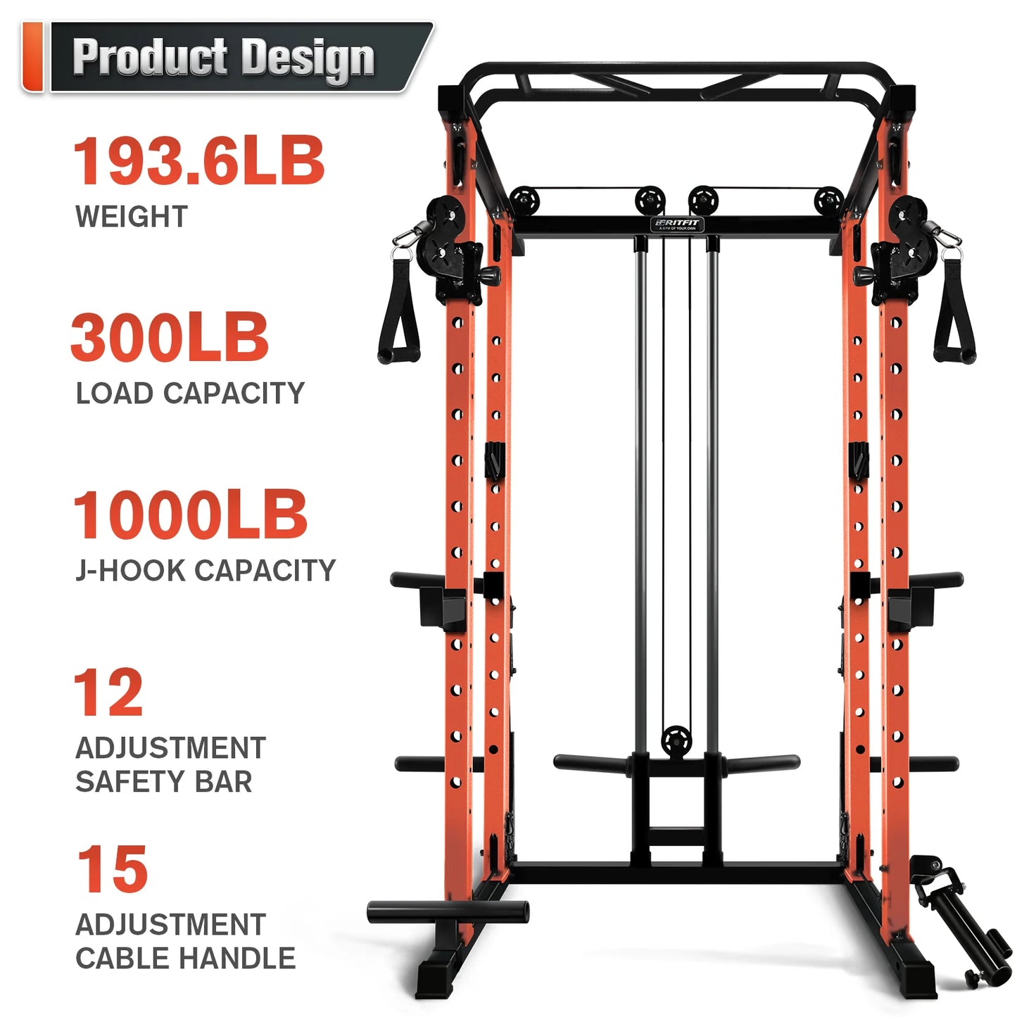 PPC03 Power Cage Home Gym Package with Adjustable Cable System