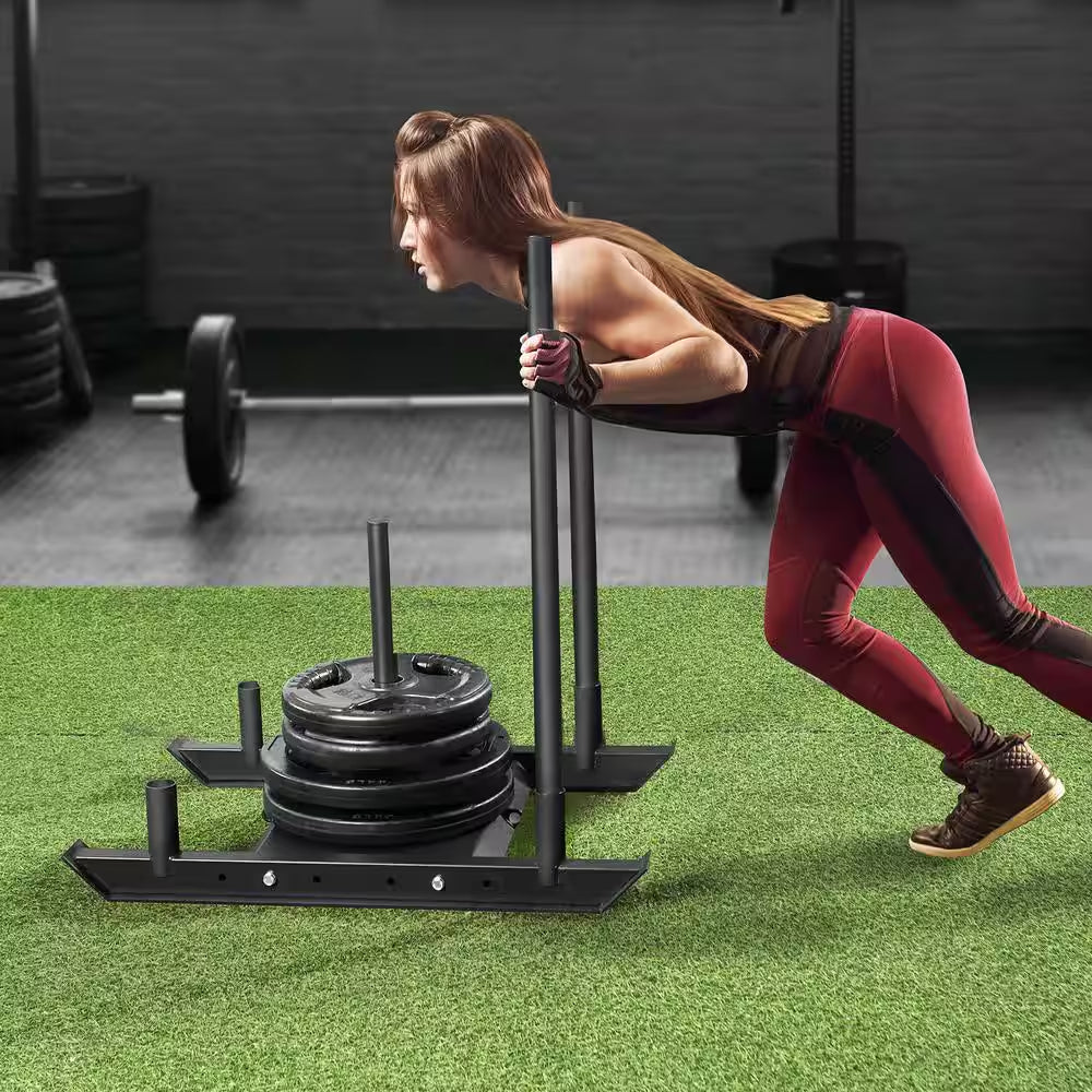 Weight Training Sled, Pull Push Power Sled, Steel Fitness Equipment for Strength and Speed Training, Plate Compatible