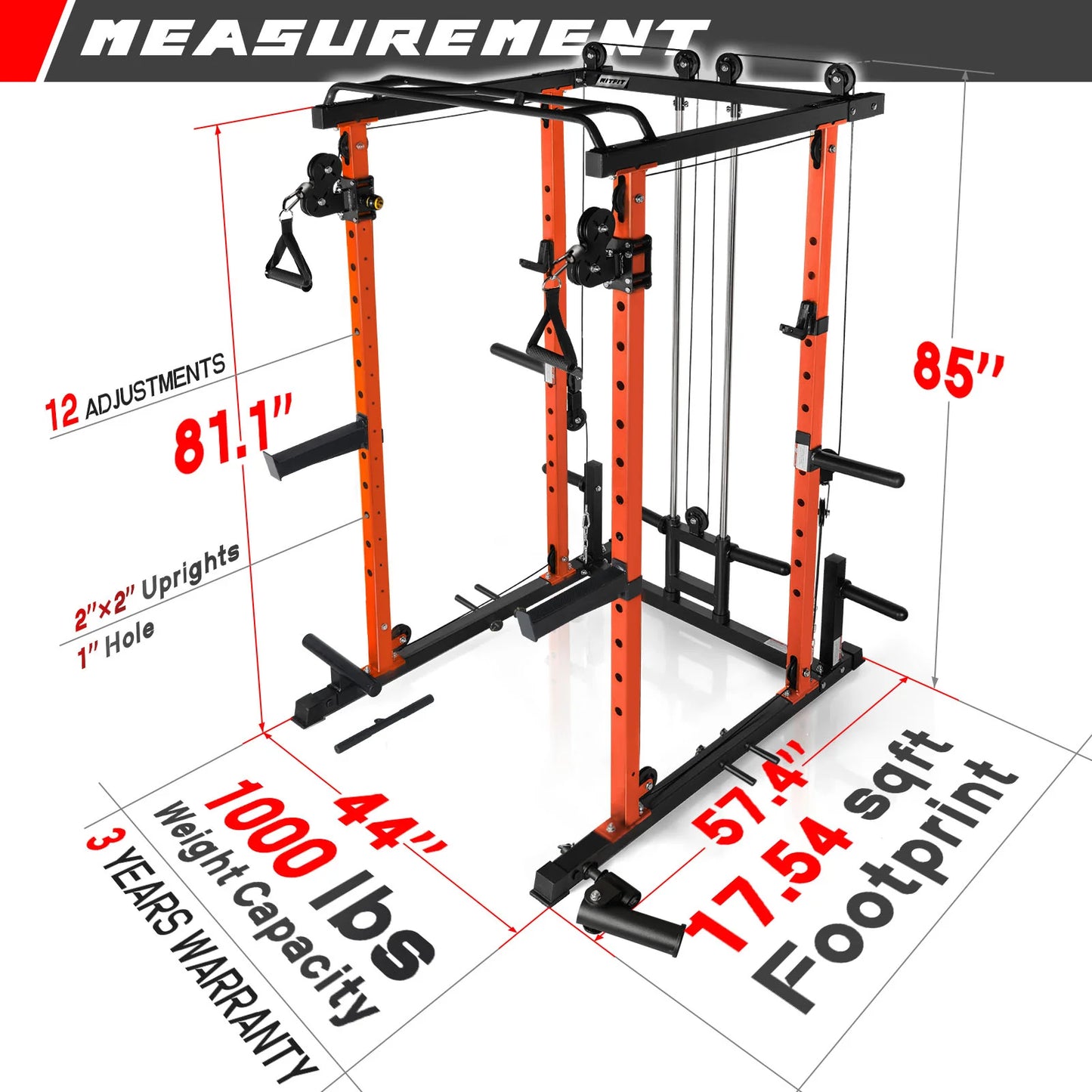 PPC03 Power Cage Home Gym Package with Adjustable Cable System