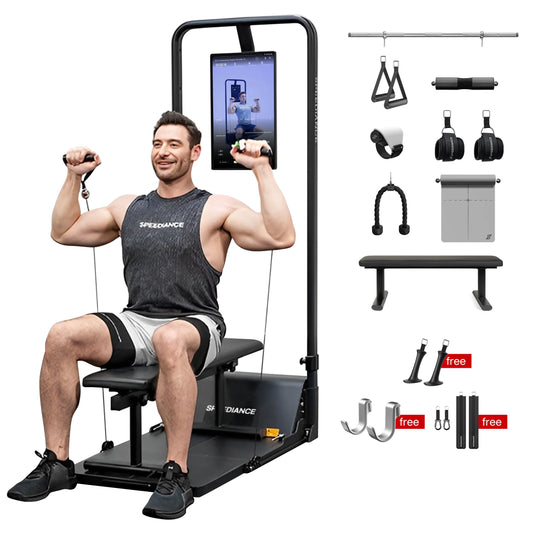 AI Smart Home Gym, All-In-One Digital Weight Workout Machine for Squat, Strength, Cardio, HIIT