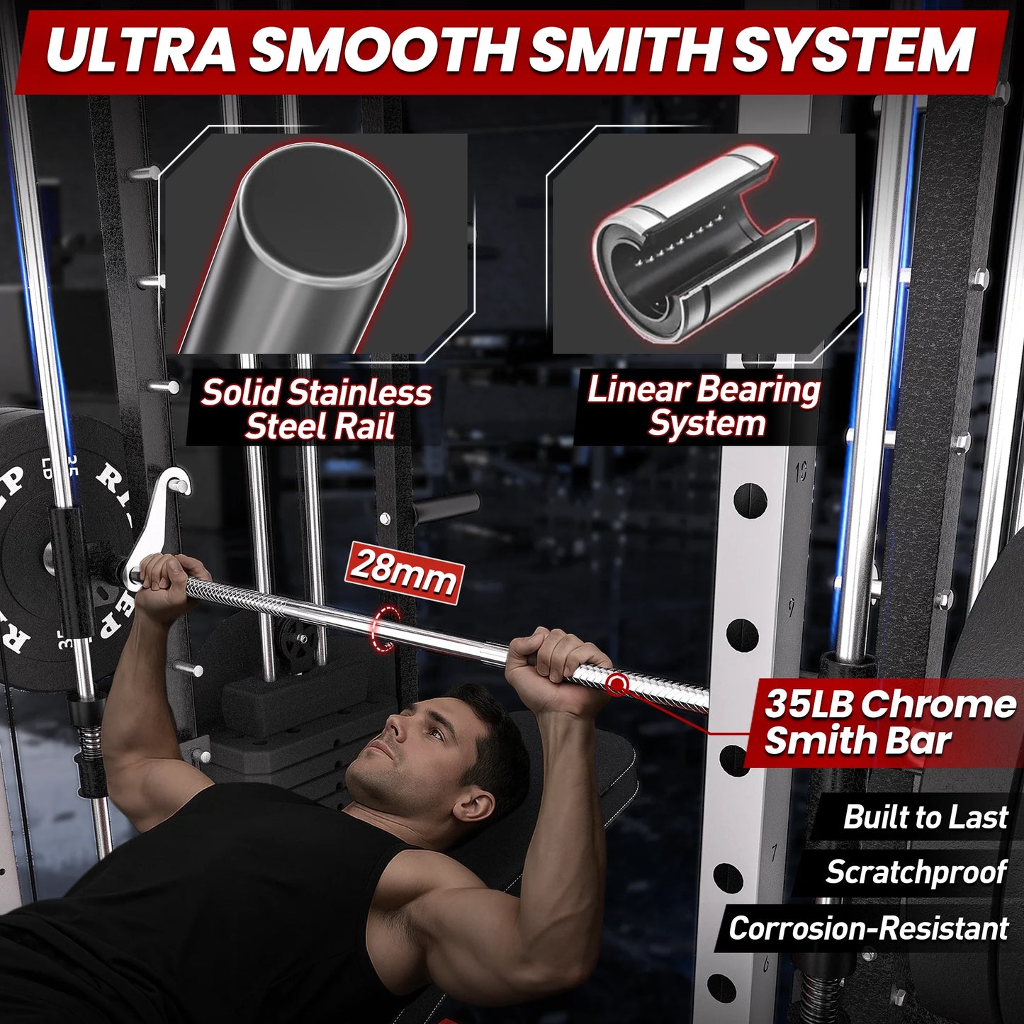 PMAX 5600 Smith Exercise Machine Trainer Pro Complete Home Gym Package