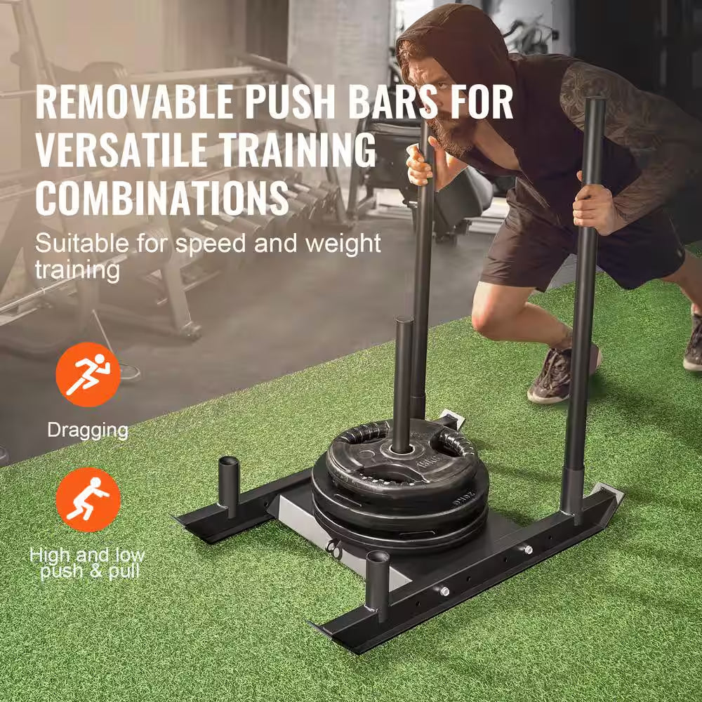 Weight Training Sled, Pull Push Power Sled, Steel Fitness Equipment for Strength and Speed Training, Plate Compatible
