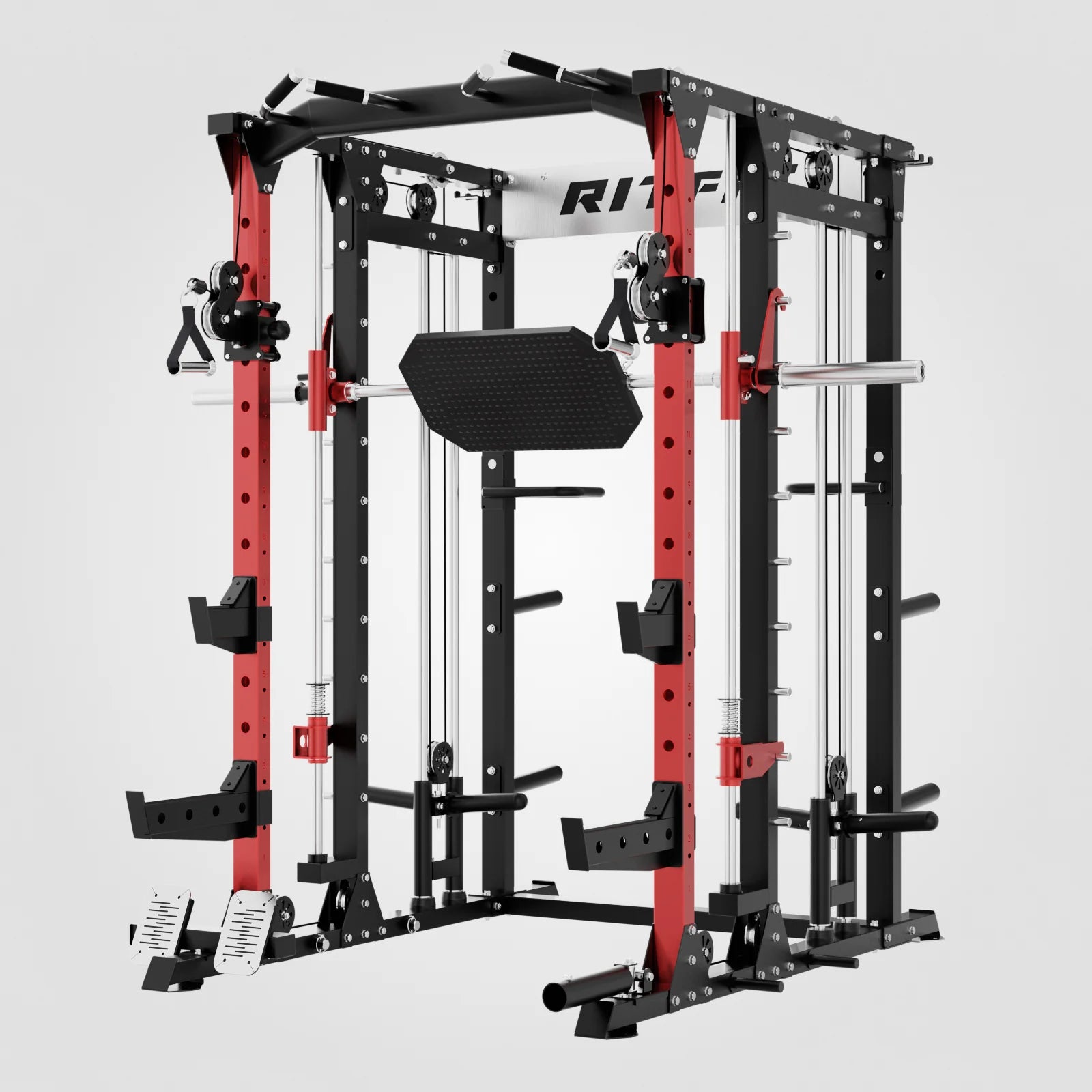 BUFFALO Multifunctional Smith Machine with Lat Pull down and Cable Crossover for Versatile Strength Training