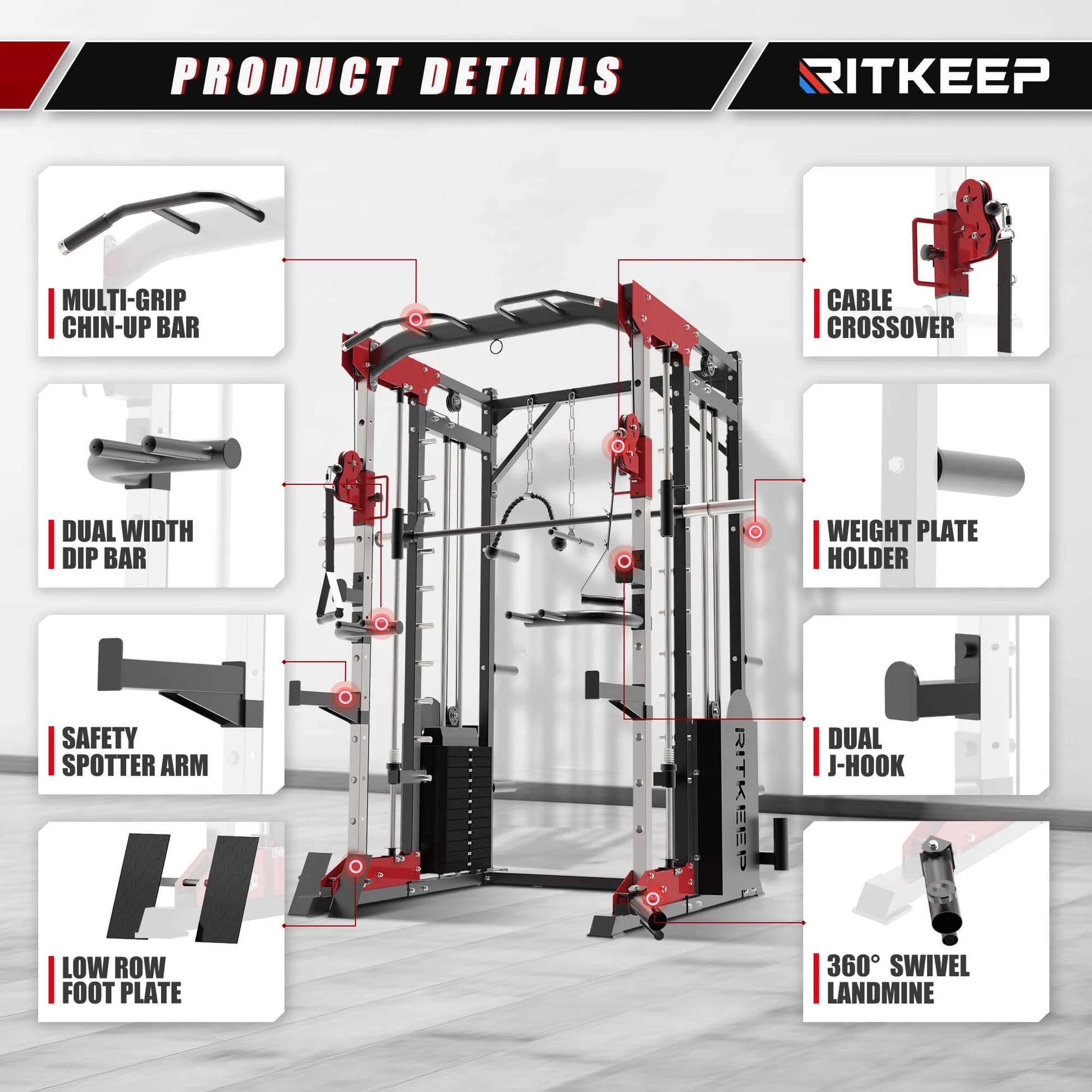 PMAX 5600 Smith Exercise Machine Trainer Pro Complete Home Gym Package