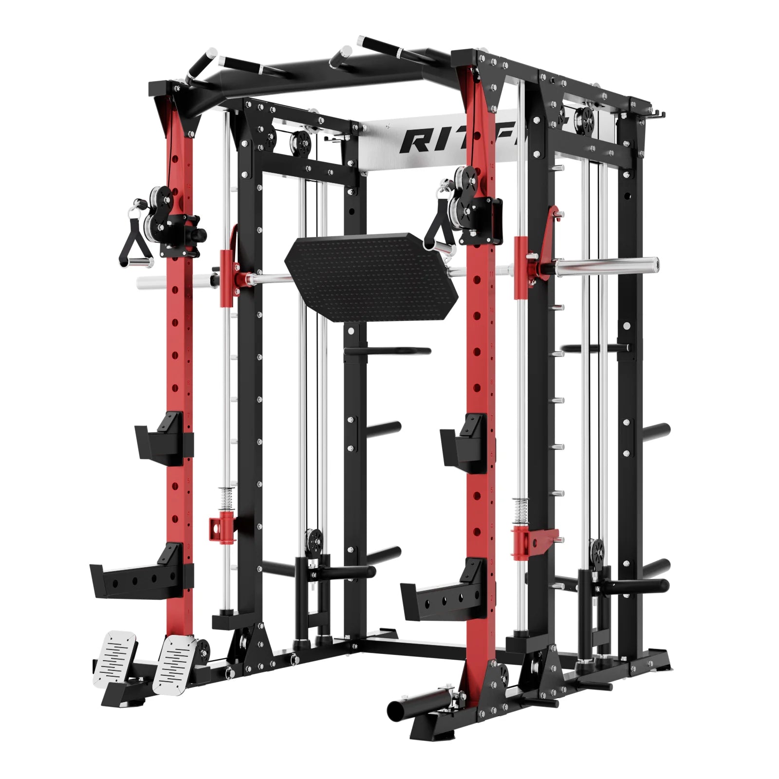 BUFFALO Multifunctional Smith Machine with Lat Pull down and Cable Crossover for Versatile Strength Training
