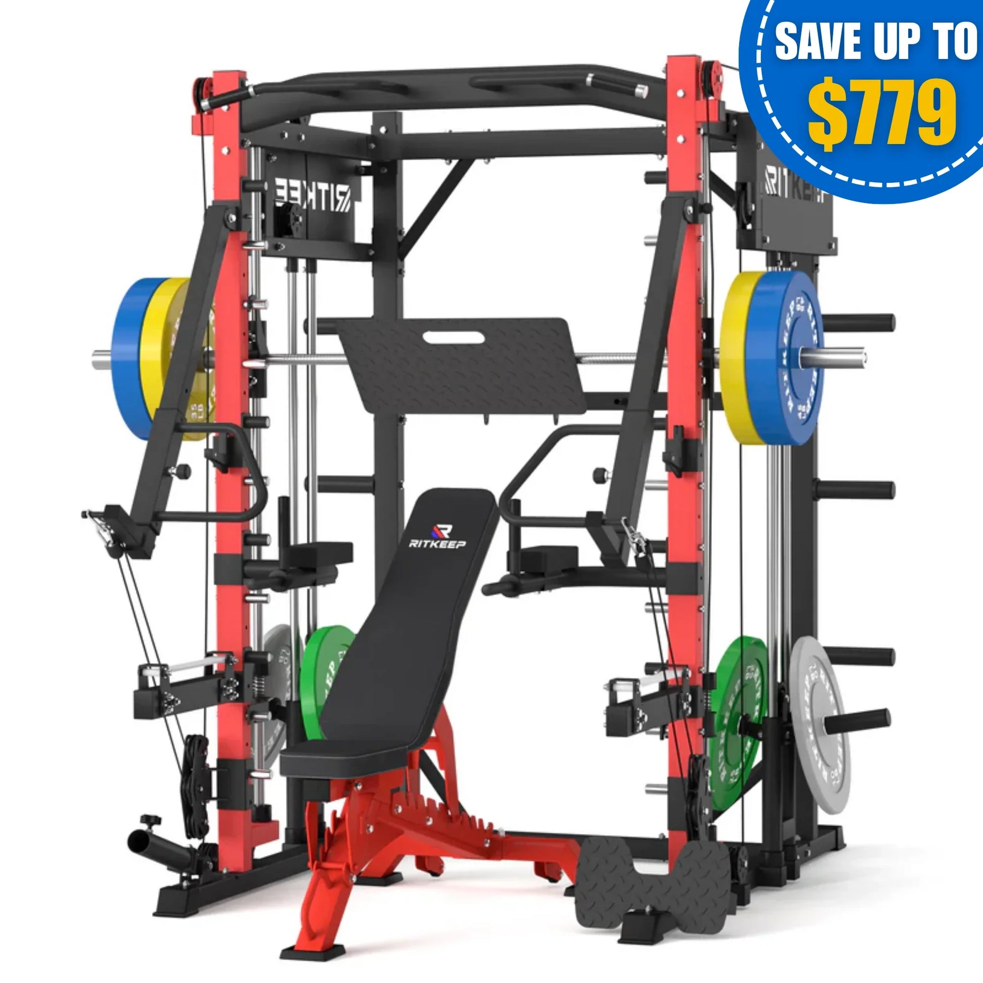 PMAX-4750 Dual Plate Loaded Squat Exercise Machine Gym Equipment Package